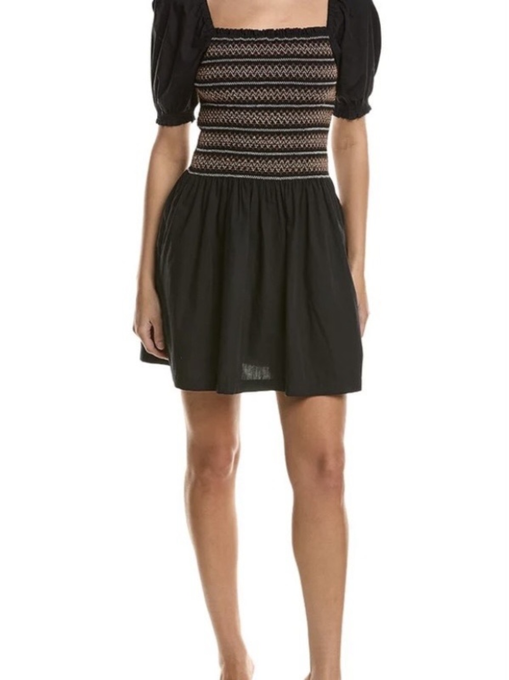 Madewell Poplin Puff-Sleeve Mini Dress Black